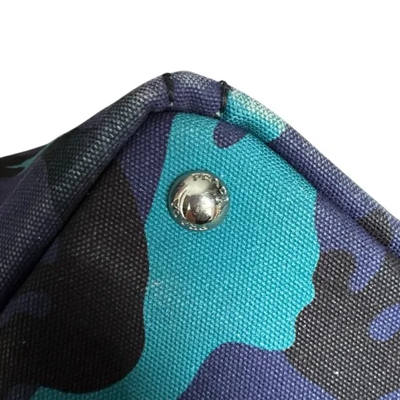 PRADA Blue Camouflage Canapa GM Two Way Tote Bag - Picture 9 of 15